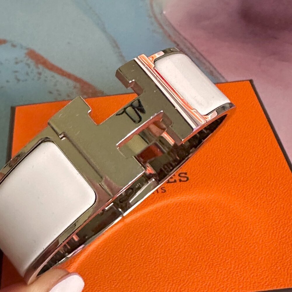 HERMES Clic Clac H bracelet White/Sliver - Picture 6 of 13